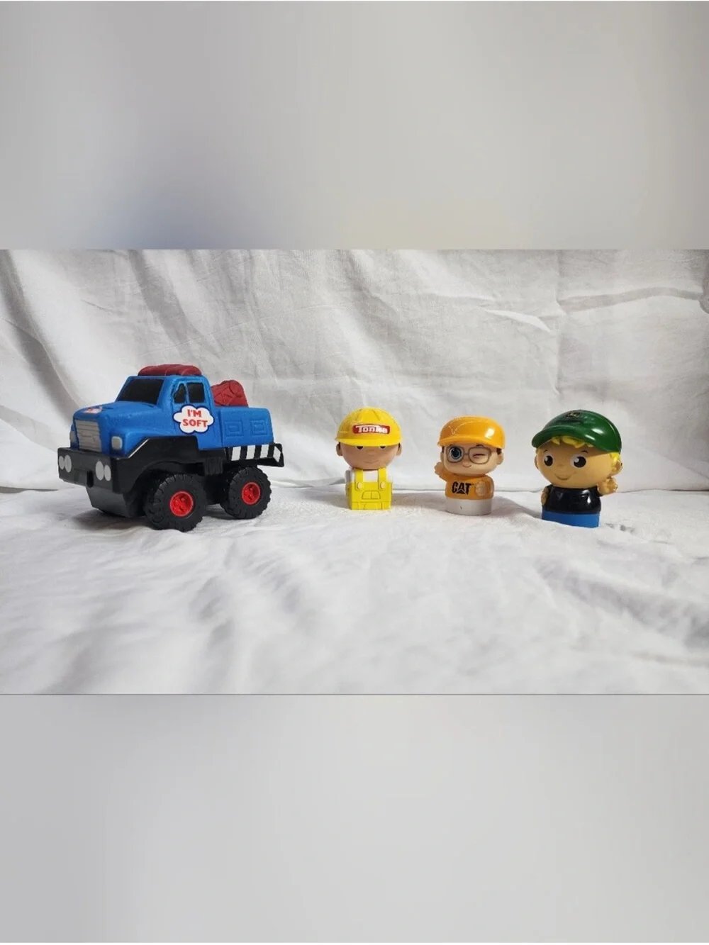 Blue Soft Toy Truck with Construction Figures - Kids Toys